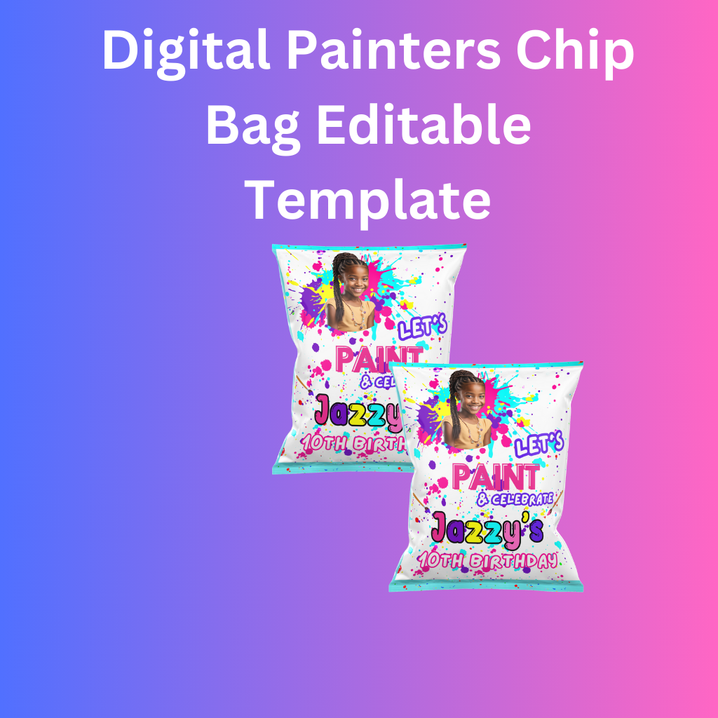 Digital Editable Art Paint Chip Bag Template