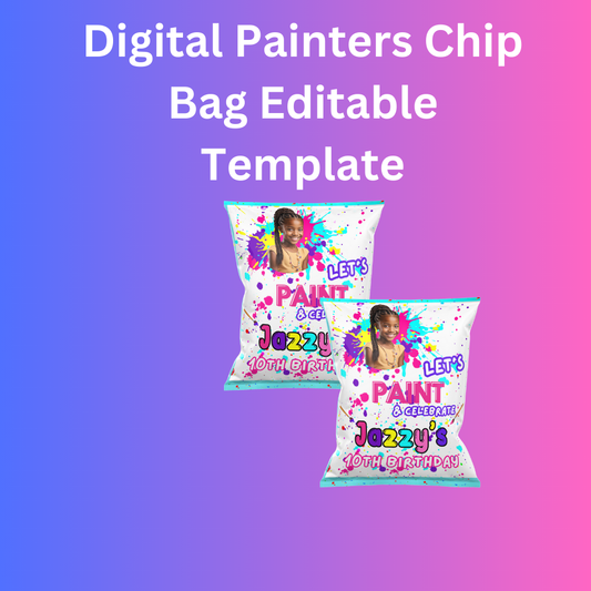 Digital Editable Art Paint Chip Bag Template