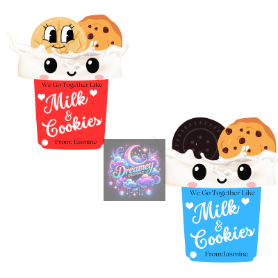 Digital Milk and Cookies Editable Valentine Design